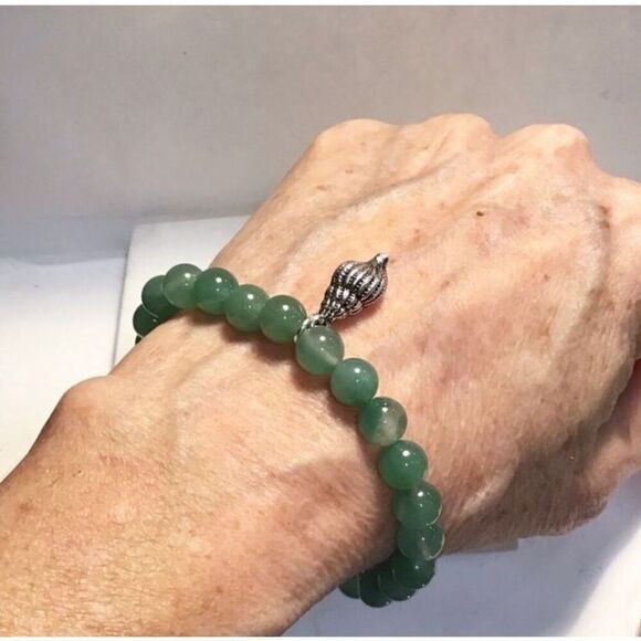 Bracelet, Green Aventurine Bracelet, NEW, Handmade, Stretch, Artisan - Picture 2 of 2